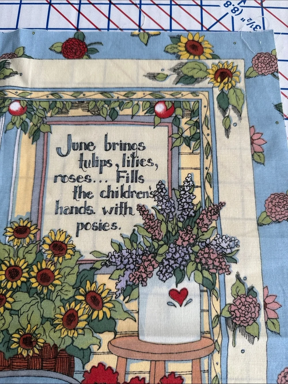 Vintage 1994 Susan Winget Garden Fabric Panels Lot of 3 Country Cottage Floral